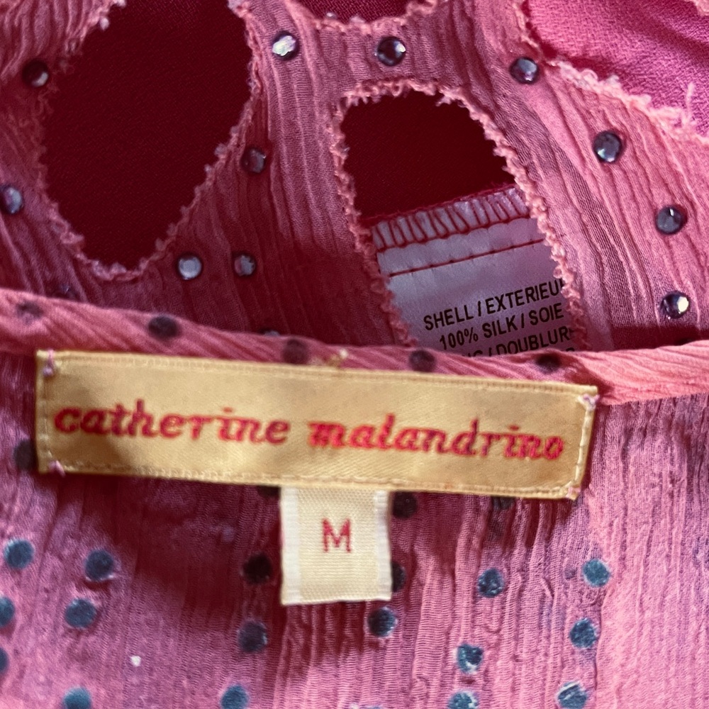 Catherine Malandrino Coral Sheer Blouse with Dragonfly Cutout - Picture 9 of 10
